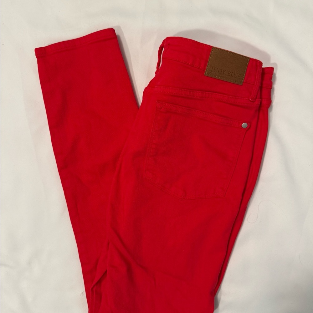 Judy Blue Red Skinny Jeans Size 15/32 High Rise Stretch Womens Denim Comfortable